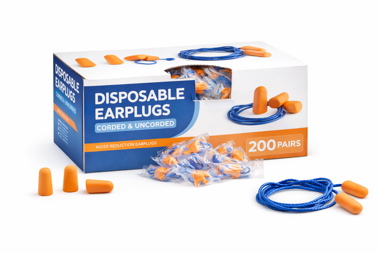 Disposable earplugs uncorded