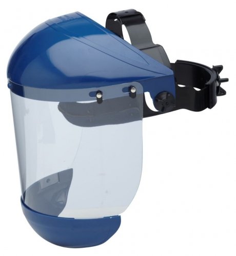 Clear face shield with chin guard